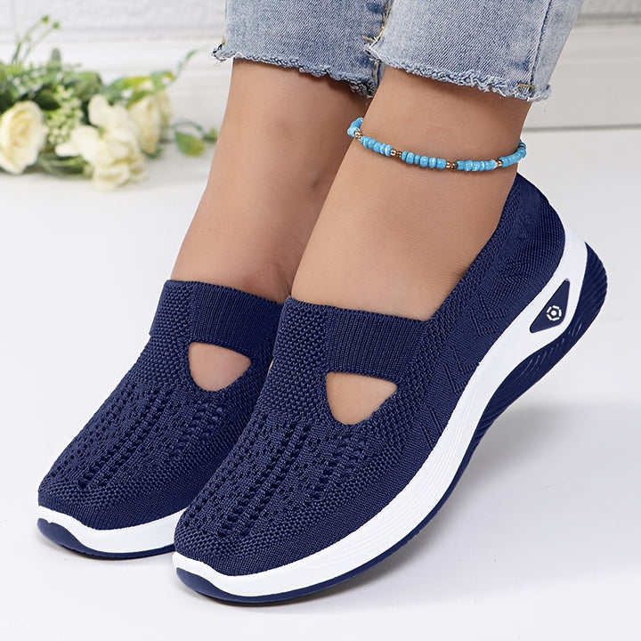 Damskie Dzianinowe Sneakersy Wsuwane z Wycięciem | Krój do Chodzenia