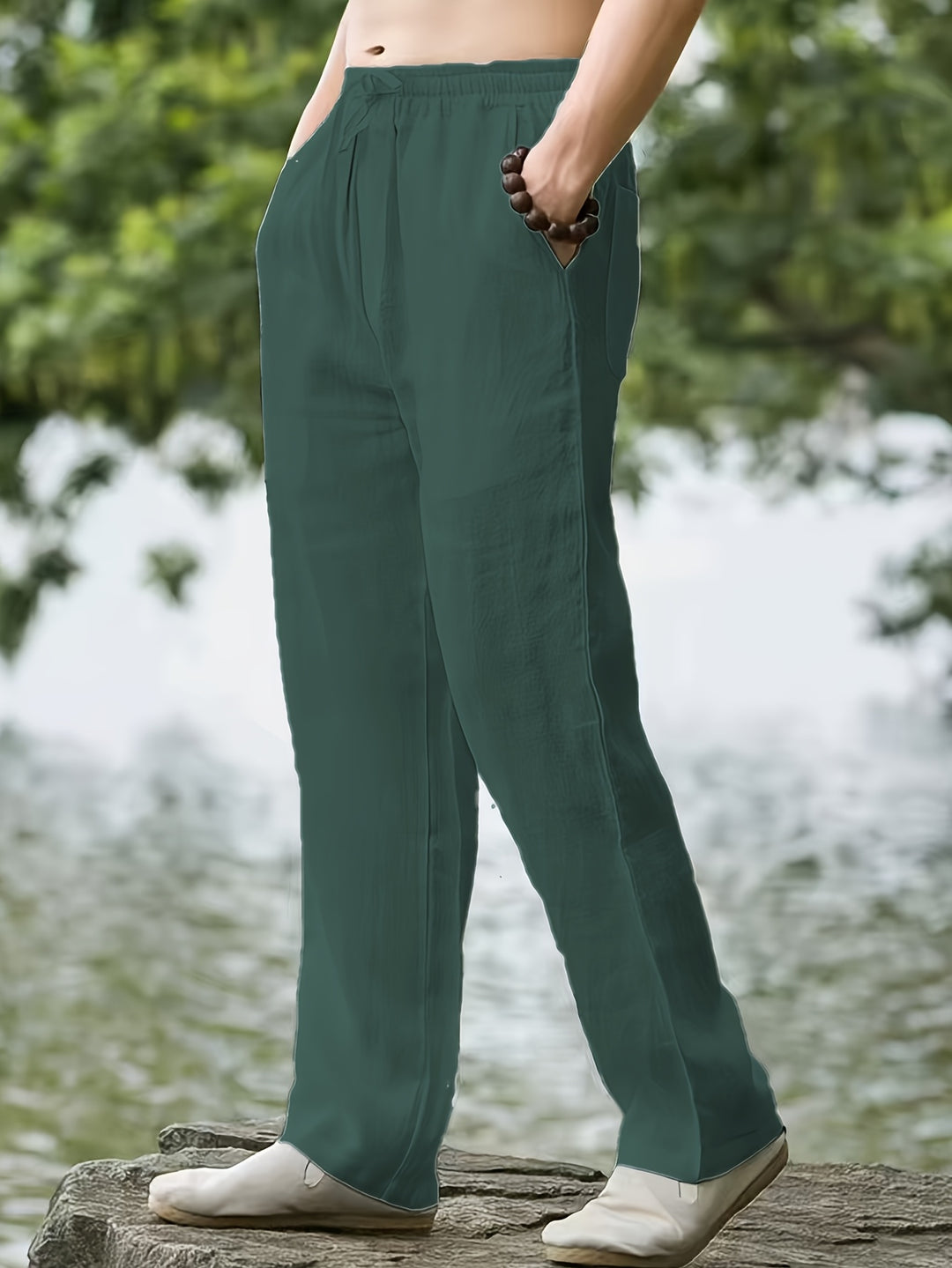 Men's Streetwear Pants Straight Leg Drawstring Waist Pants | Loose Fit