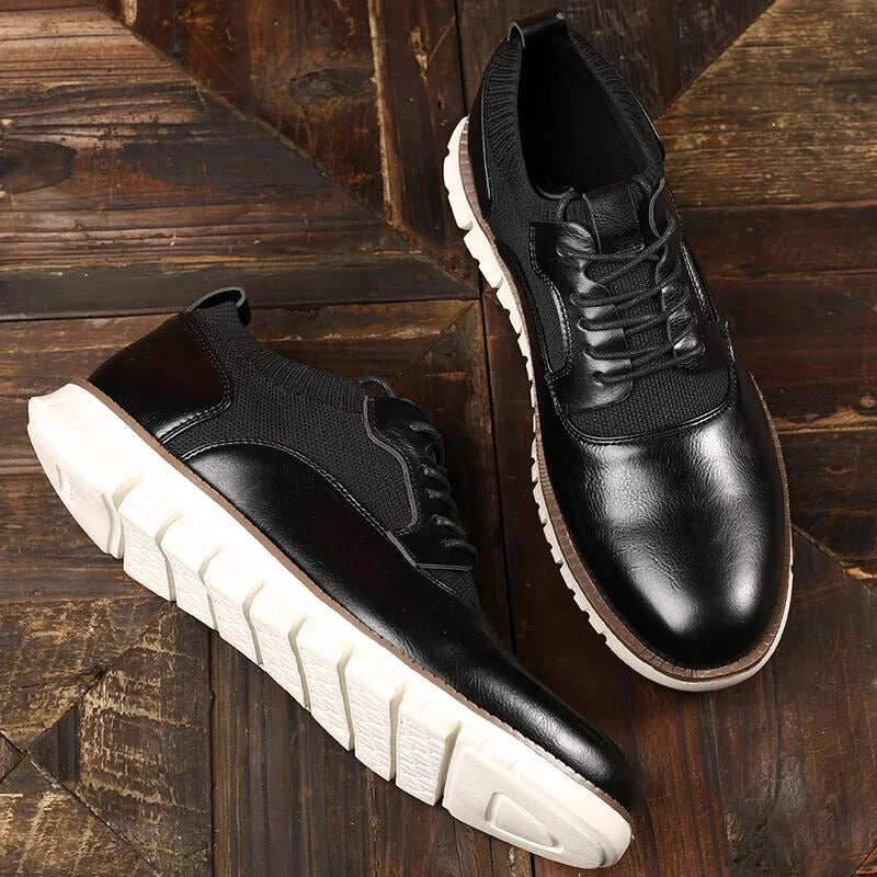 Cedric | Męskie Sznurowane Sneakersy Low Top z Kontrastową Podeszwą