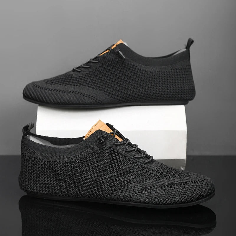 Alaric | Męskie Wsuwane Sneakersy Low Top z Dzianinowym Wyglądem i Detalem Sznurowania