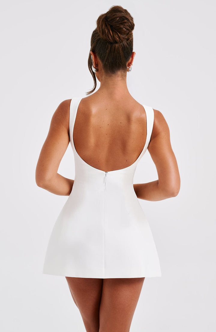 Women's Sleeveless Boat Neck Dress with Defined Waist and Flared Cut | Mini