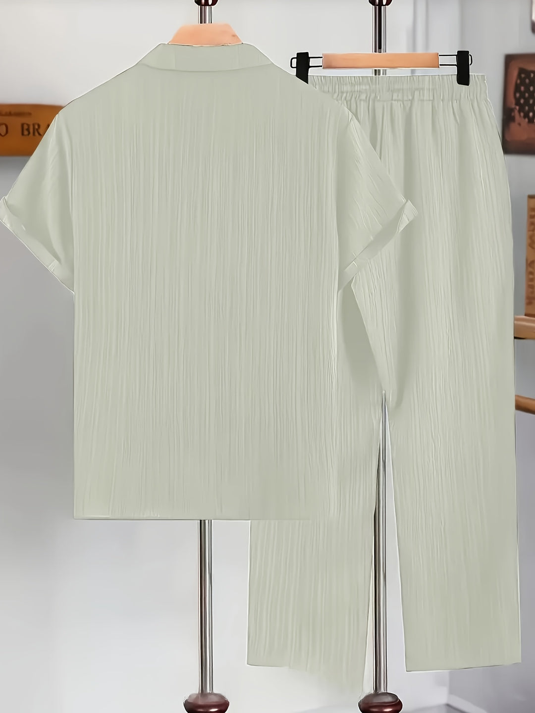 Men's Home Set | Shirt and Striped Pants Set | Regular Fit | Comfortable Relaxed Style