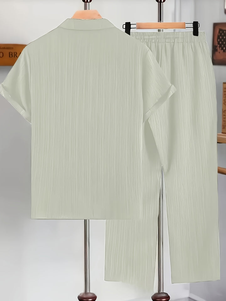 Men's Home Set | Shirt and Striped Pants Set | Regular Fit | Comfortable Relaxed Style