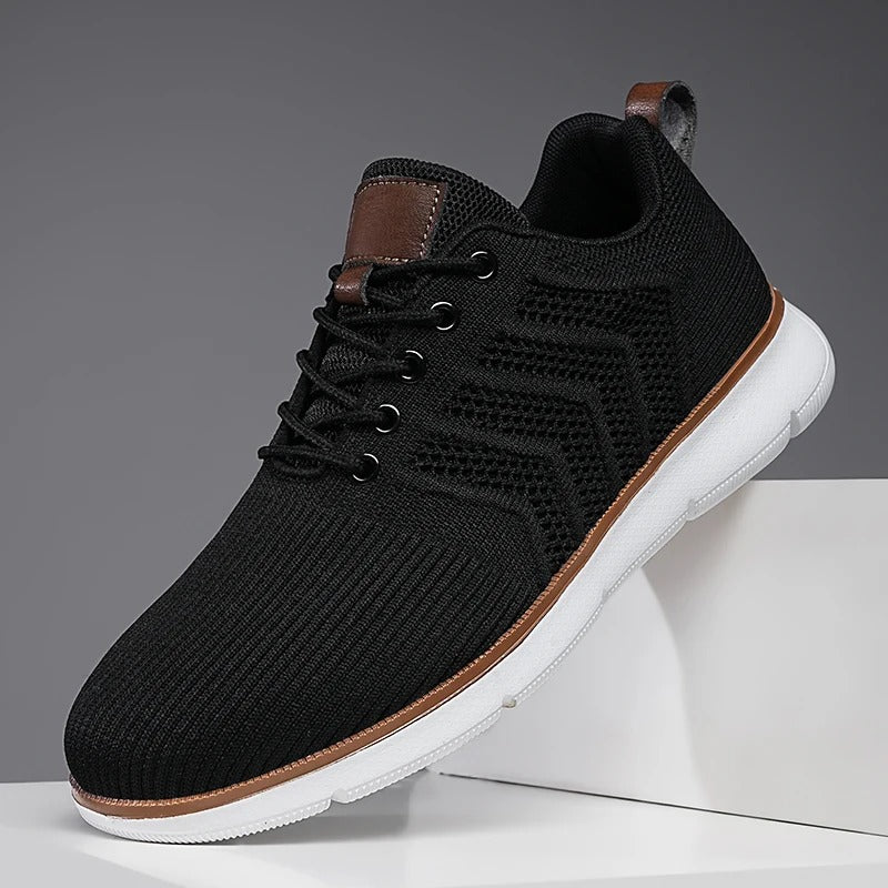 Darius | Męskie Sznurowane Sneakersy o Dzianinowym Wyglądzie z Kontrastową Podeszwą