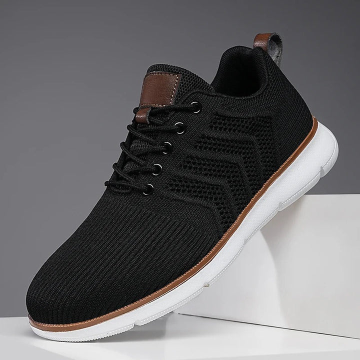 Darius | Męskie Sznurowane Sneakersy o Dzianinowym Wyglądzie z Kontrastową Podeszwą
