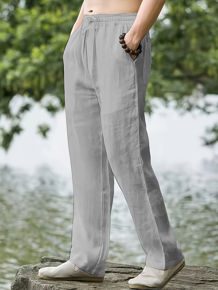 Men's Streetwear Pants Straight Leg Drawstring Waist Pants | Loose Fit