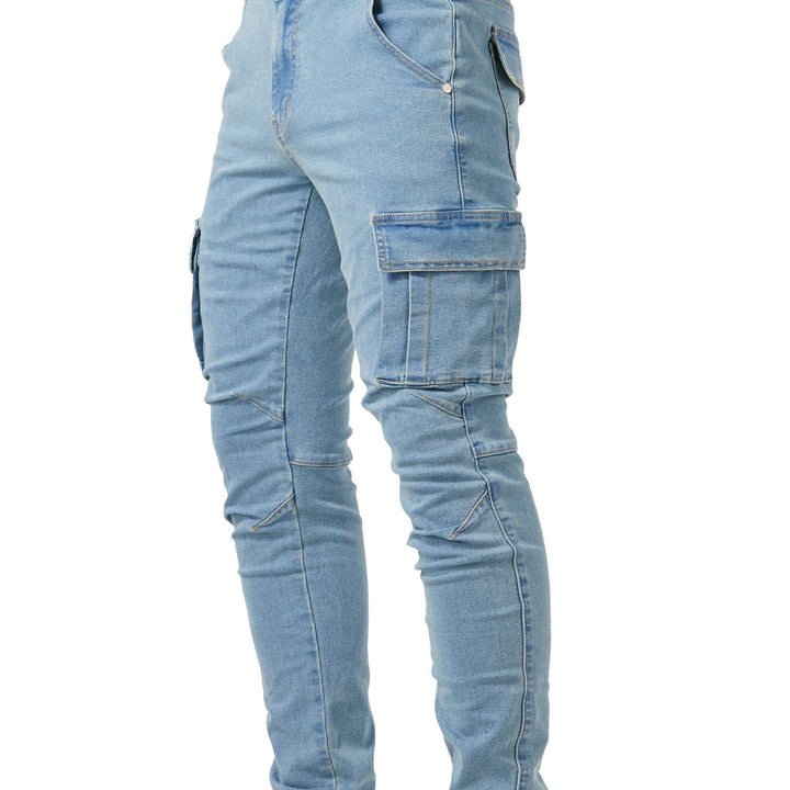 Męskie Jeansy Cargo | Jeansy Skinny Fit | Wielofunkcyjne Kieszenie | Styl Streetwear