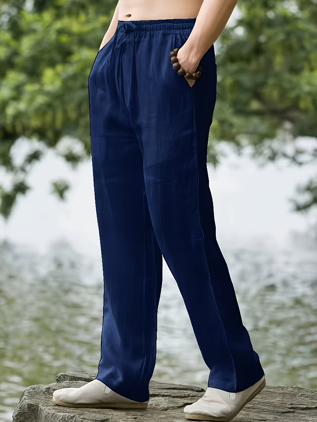 Men's Streetwear Pants Straight Leg Drawstring Waist Pants | Loose Fit