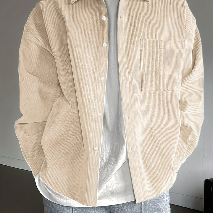 Męska Koszula Overshirt | Koszula Relaxed Fit Zapinana Na Guziki | Długi Rękaw i Kieszeń Na Piersi | Casualowy Styl