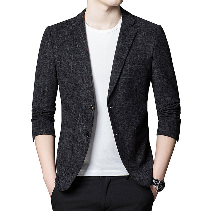 Czarna męska marynarka casual slim fit z wzorem