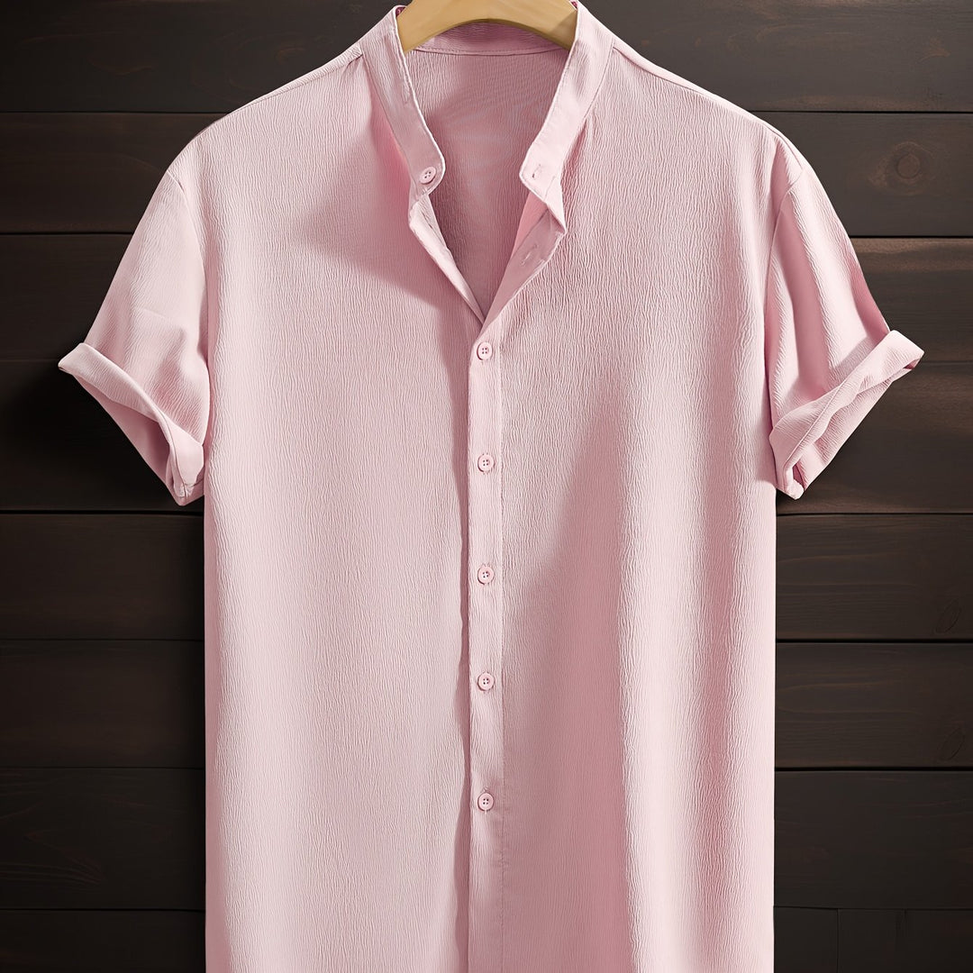 Men's Casual Shirt | Shirt with Stand Collar and Short Sleeves | Regular Fit | Relaxed Weekend Style