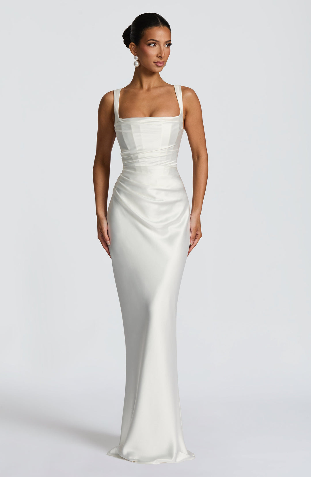 Women's Spaghetti Strap Square Neck Fitted Maxi Dress