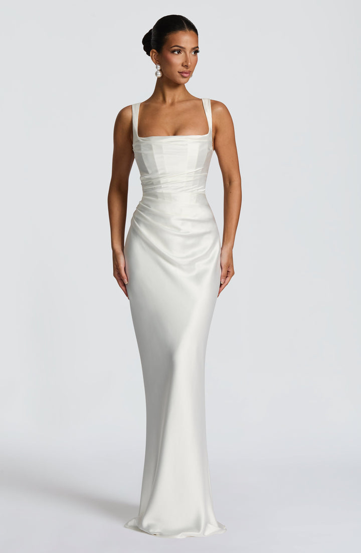 Women's Spaghetti Strap Square Neck Fitted Maxi Dress