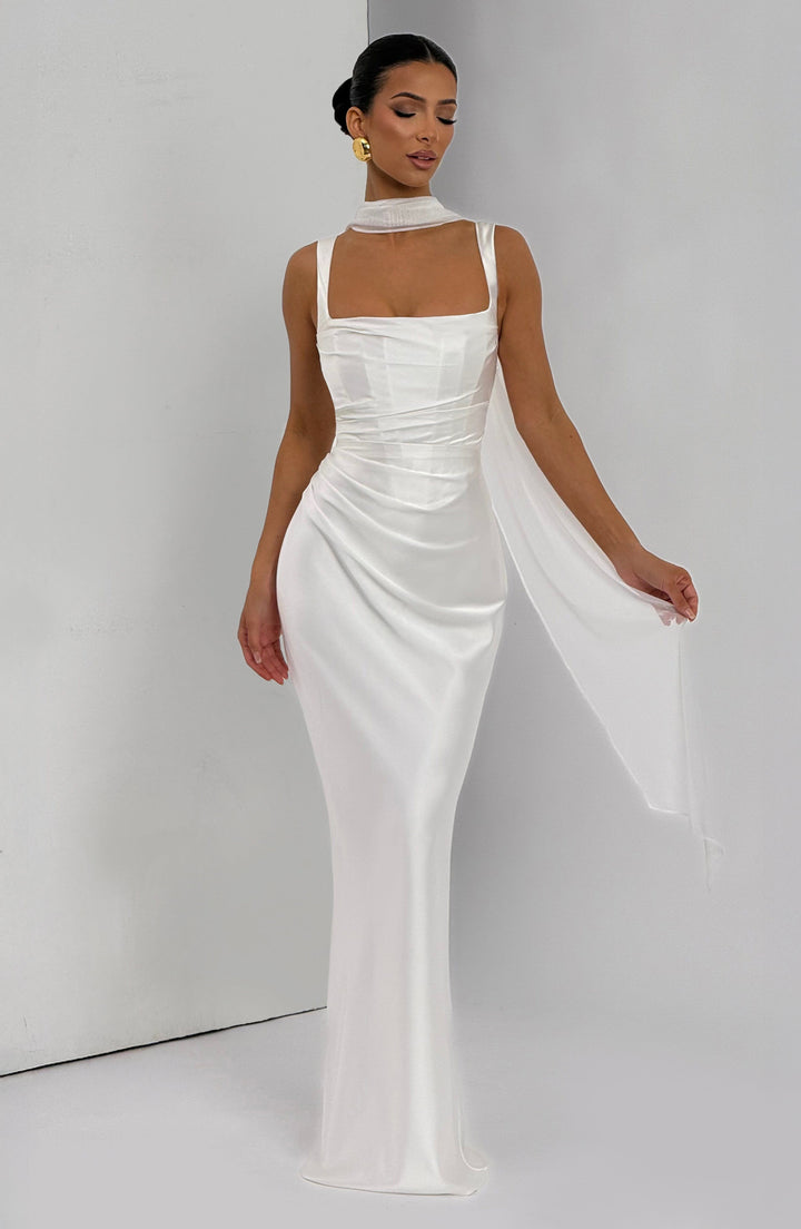 Women's dress with square neckline and wide straps | Maxi