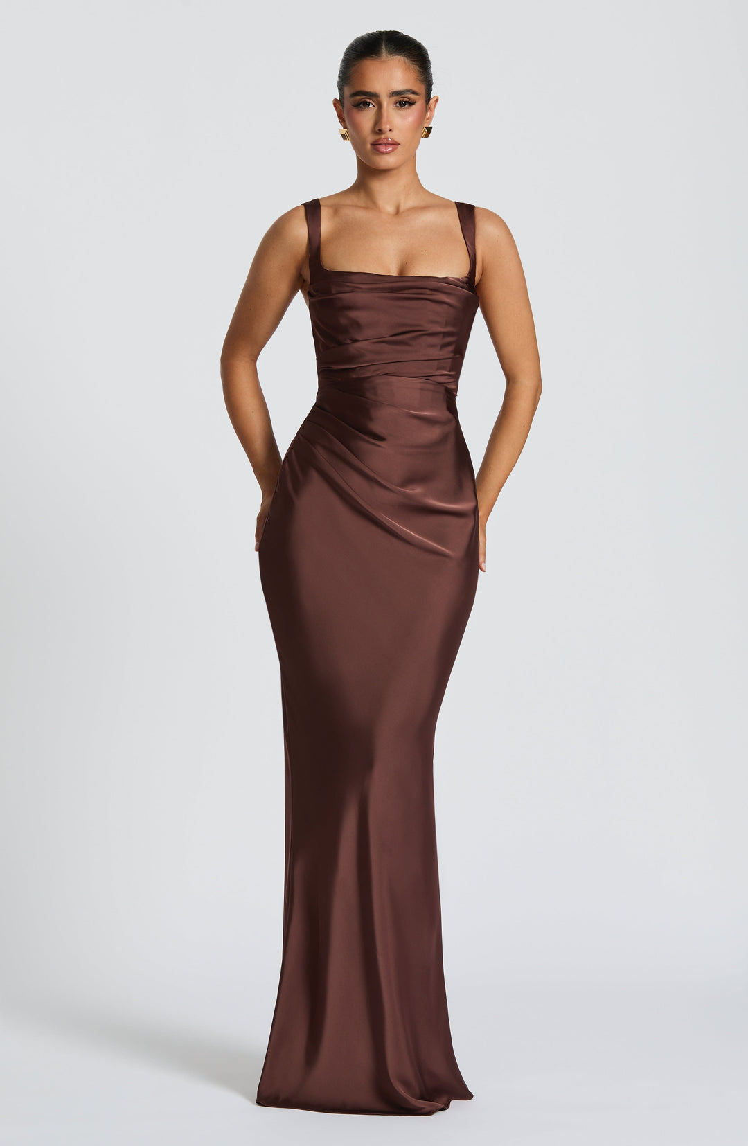 Women's dress with square neckline and wide straps | Maxi