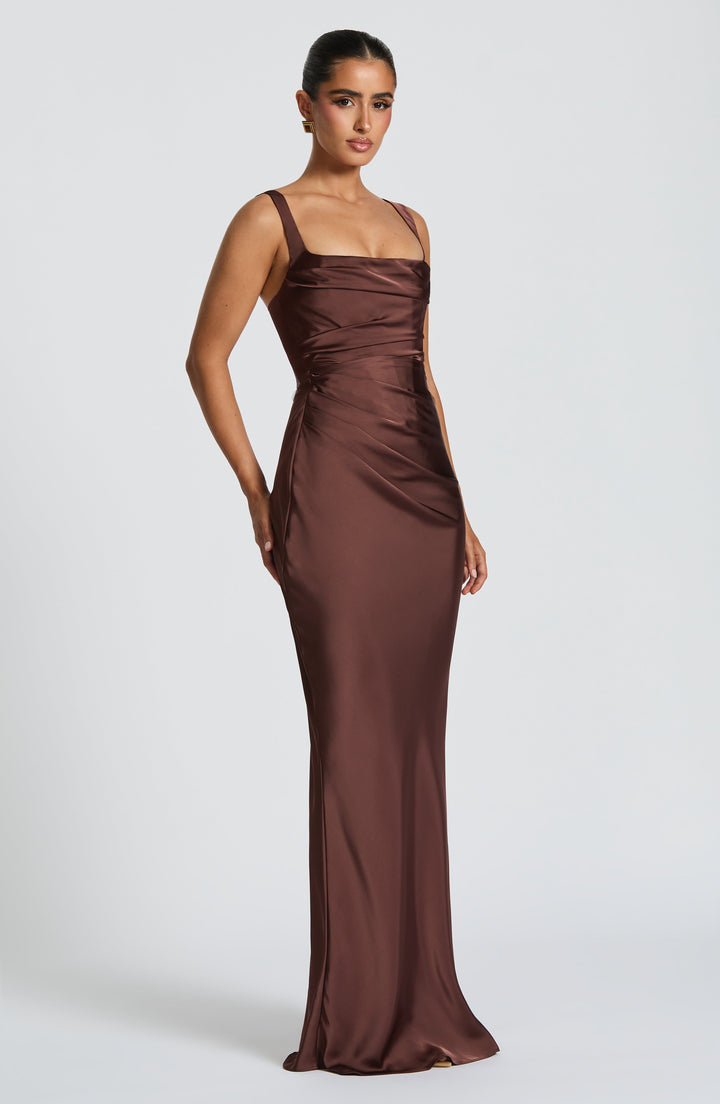 Women's Spaghetti Strap Square Neck Fitted Maxi Dress