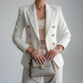 Women's Set with Double-Breasted Blazer and Straight-Leg Pants | Formal Outfit