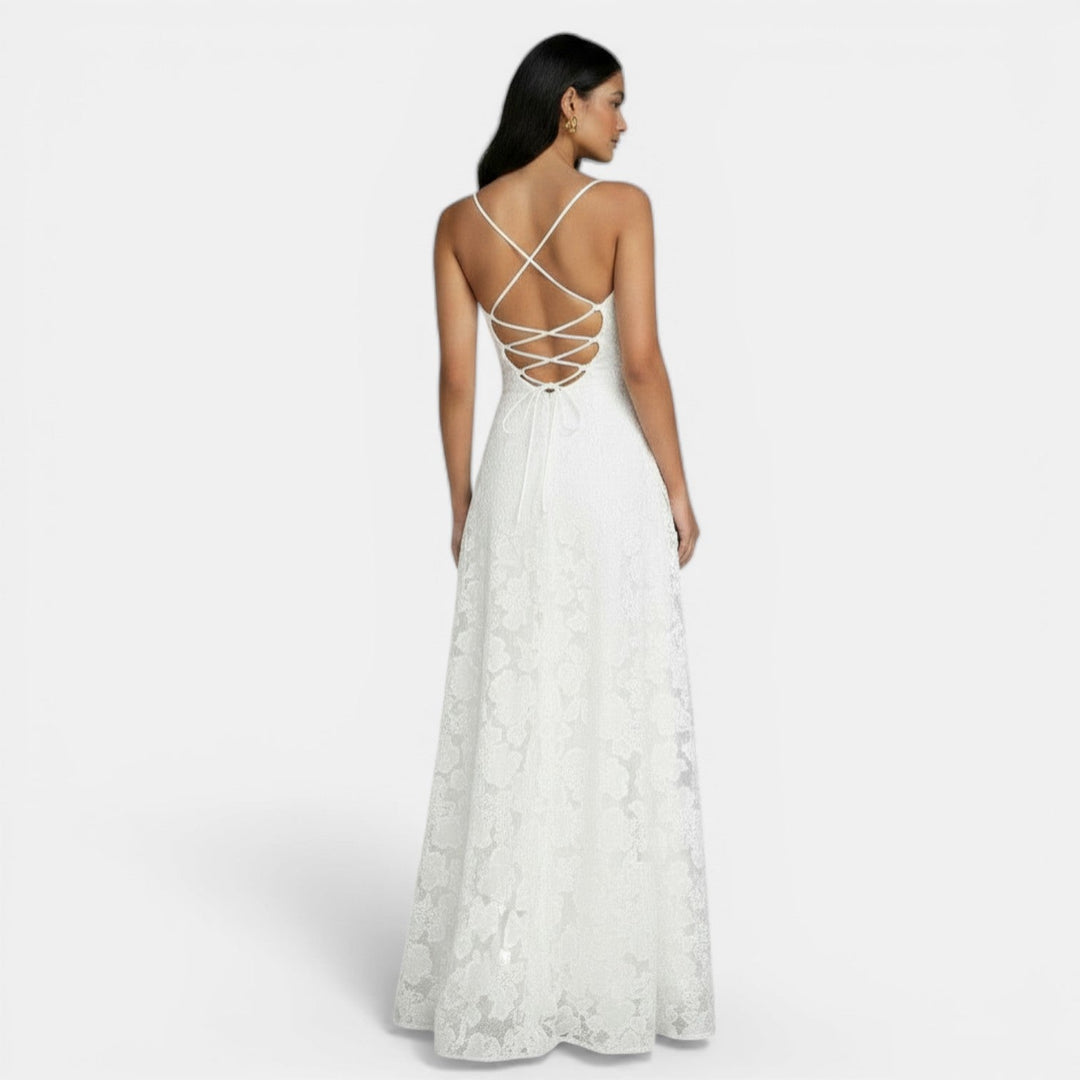 Patrycja | Women's backless maxi dress with tie detail