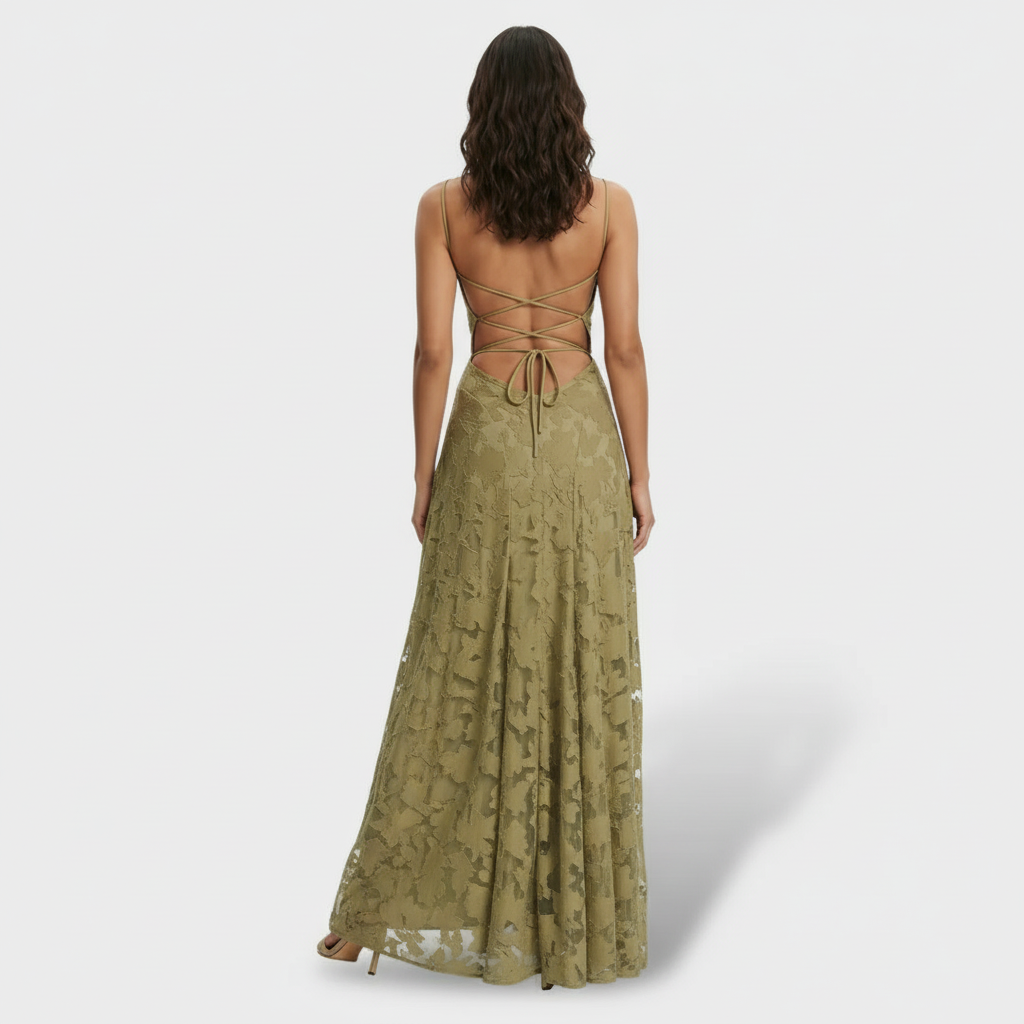 Lidia | Women's floral maxi dress with open back