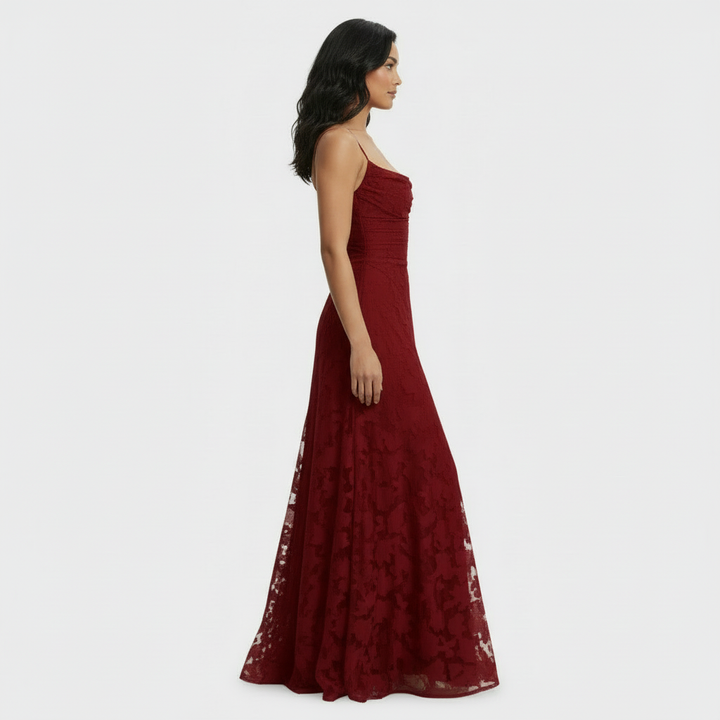 Lidia | Women's floral maxi dress with open back