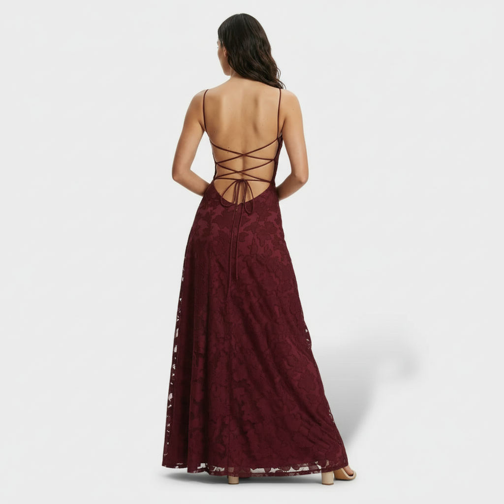 Lidia | Women's floral maxi dress with open back