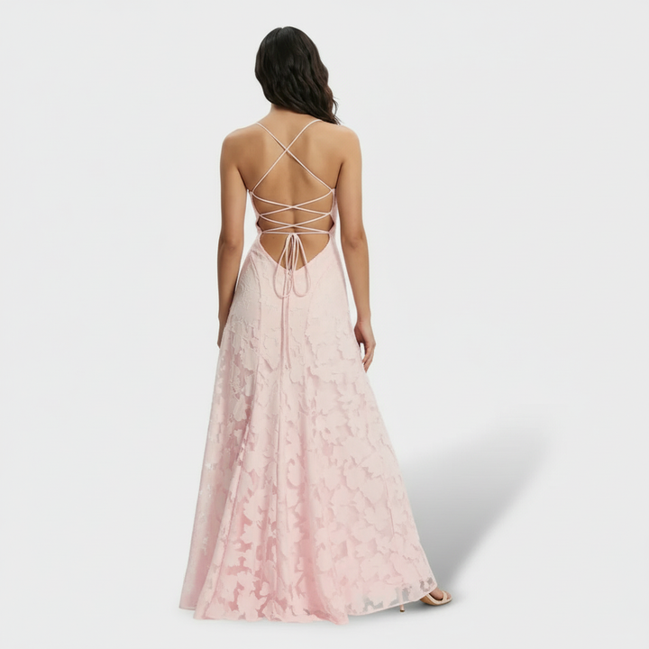 Lidia | Women's floral maxi dress with open back