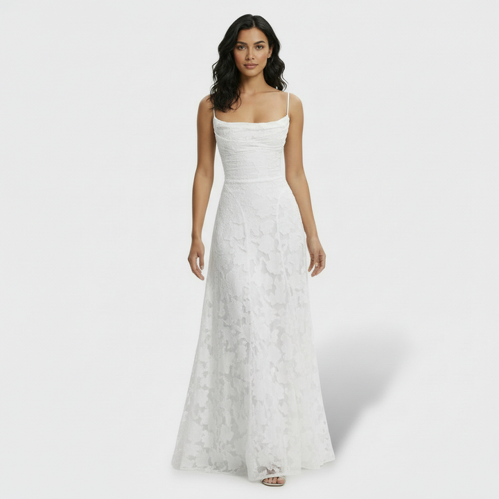 Lidia | Women's floral maxi dress with open back