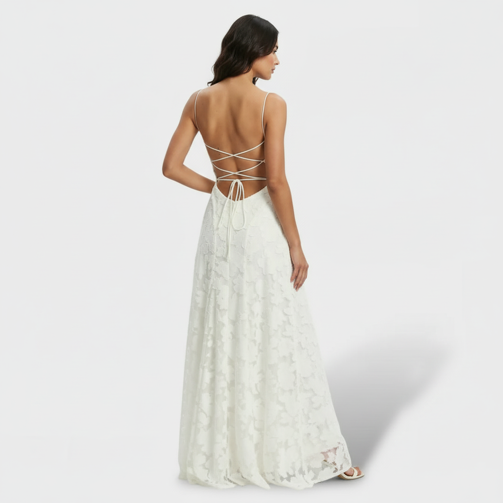 Lidia | Women's floral maxi dress with open back