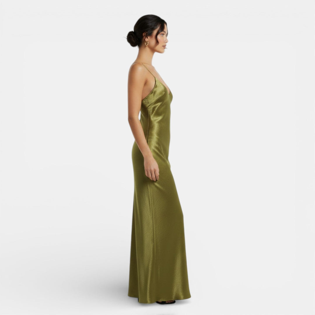 Celina | Women's Satin Lace Maxi Dress