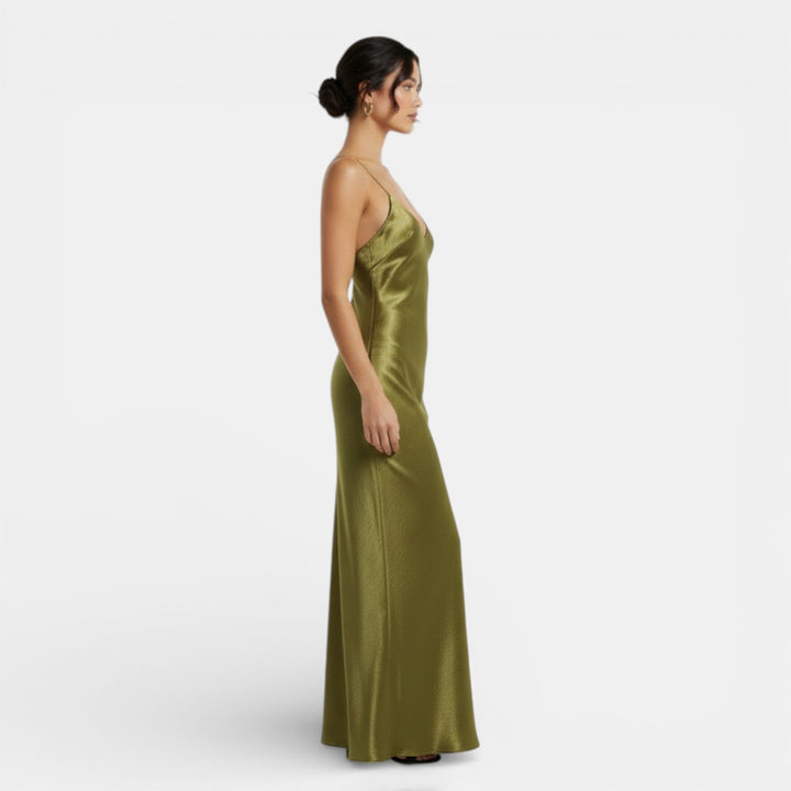 Celina | Women's Satin Lace Maxi Dress