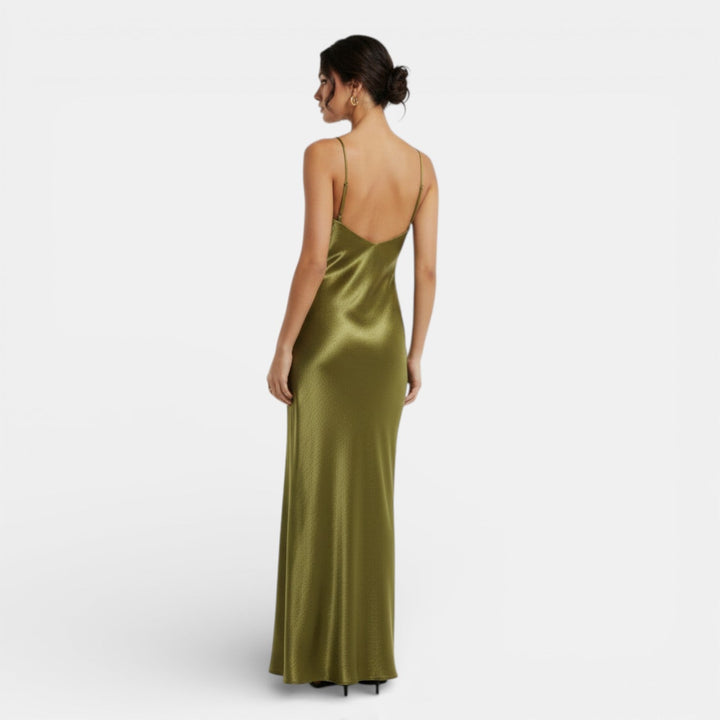 Celina | Women's Satin Lace Maxi Dress