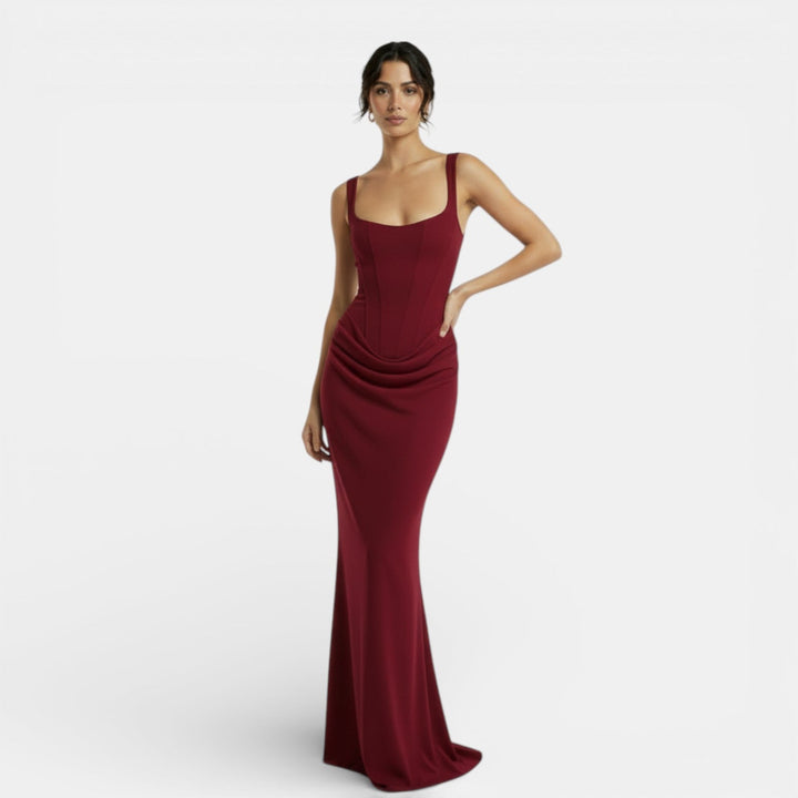 Milena | Women's slim fit maxi dress with open back