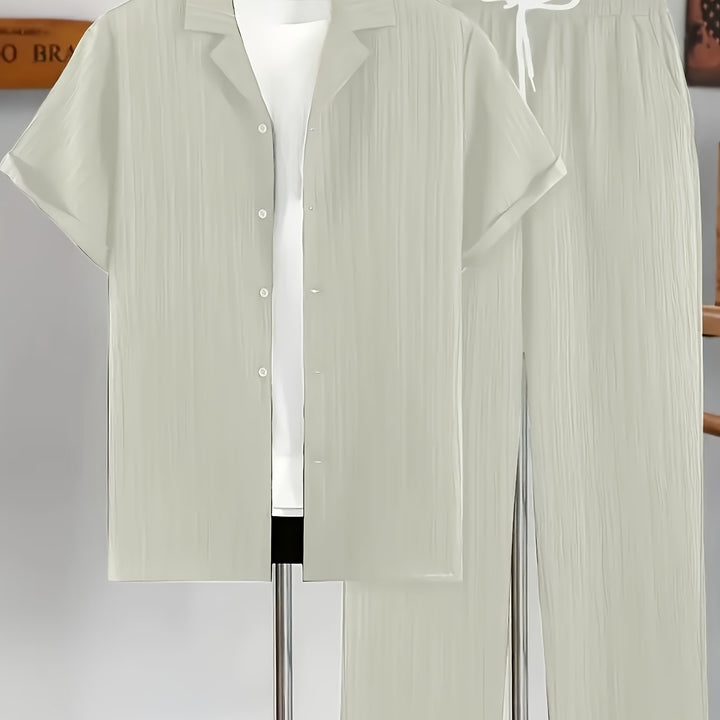 Men's Home Set | Shirt and Striped Pants Set | Regular Fit | Comfortable Relaxed Style
