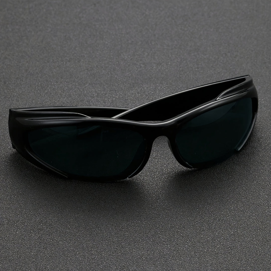 Men's Sunglasses Curved Frame Streamlined Shape Outdoor Style | Dark Lenses