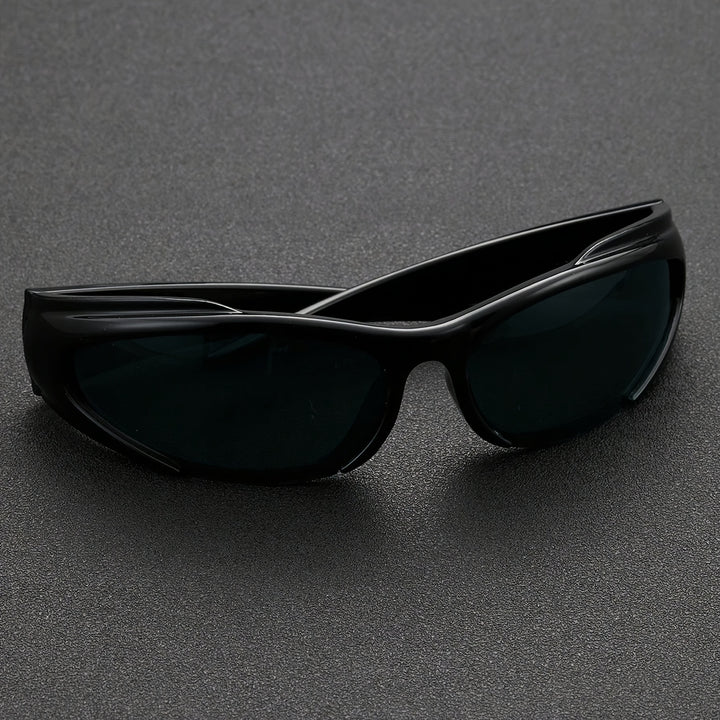 Men's Sunglasses Curved Frame Streamlined Shape Outdoor Style | Dark Lenses