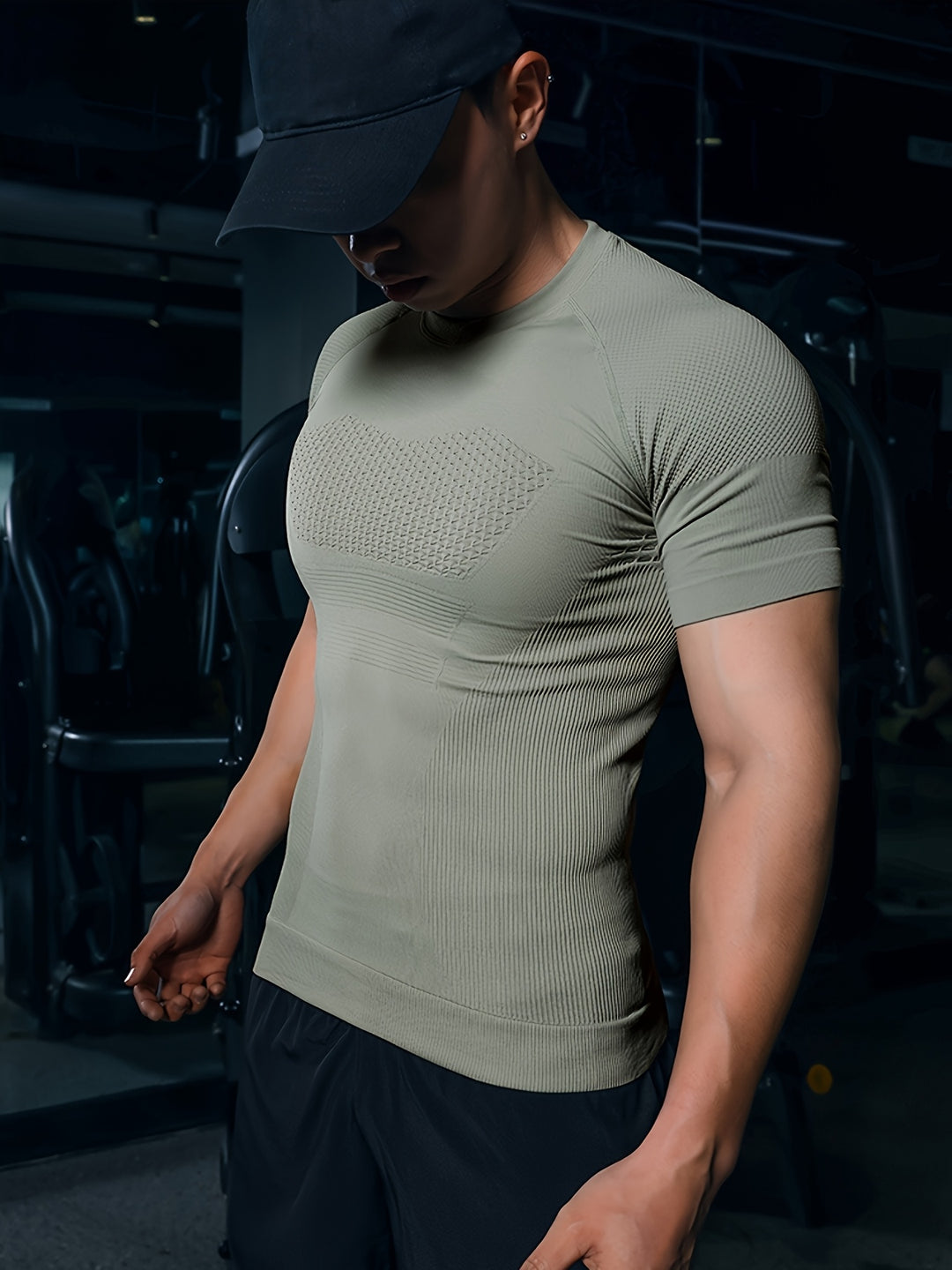 Męska Koszulka Treningowa Siłownia Bieganie Activewear Krótki Rękaw T-Shirt | Obcisły Krój
