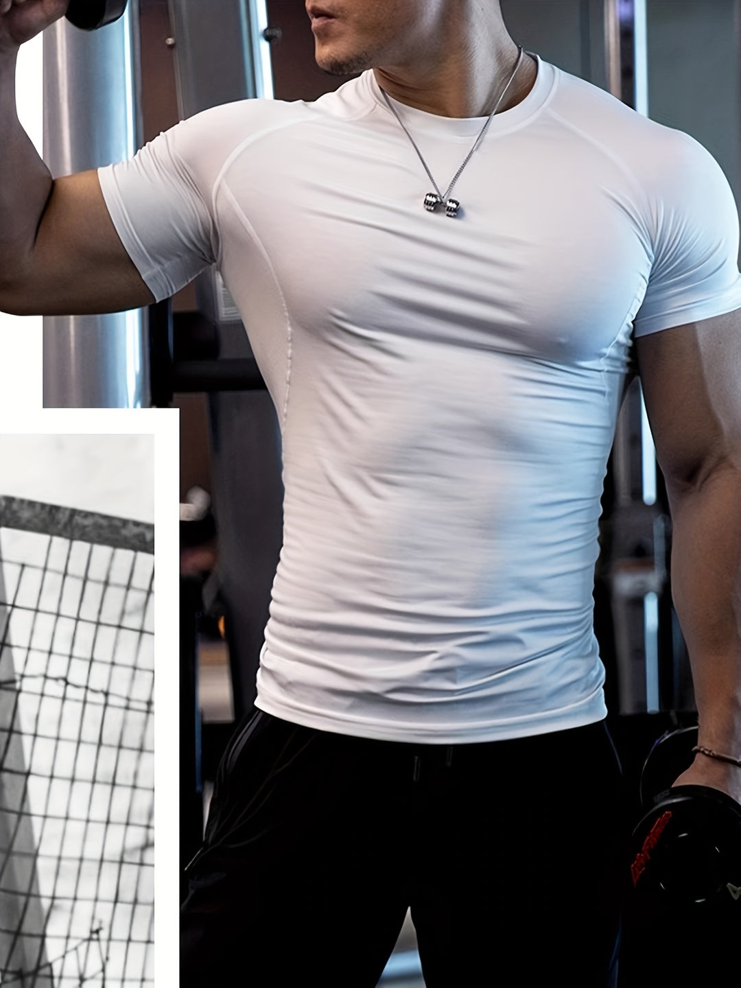 Męski T-Shirt Kompresyjny | Koszulka Skinny Fit z Krótkim Rękawem | Okrągły Dekolt | Sportowy Styl Treningowy