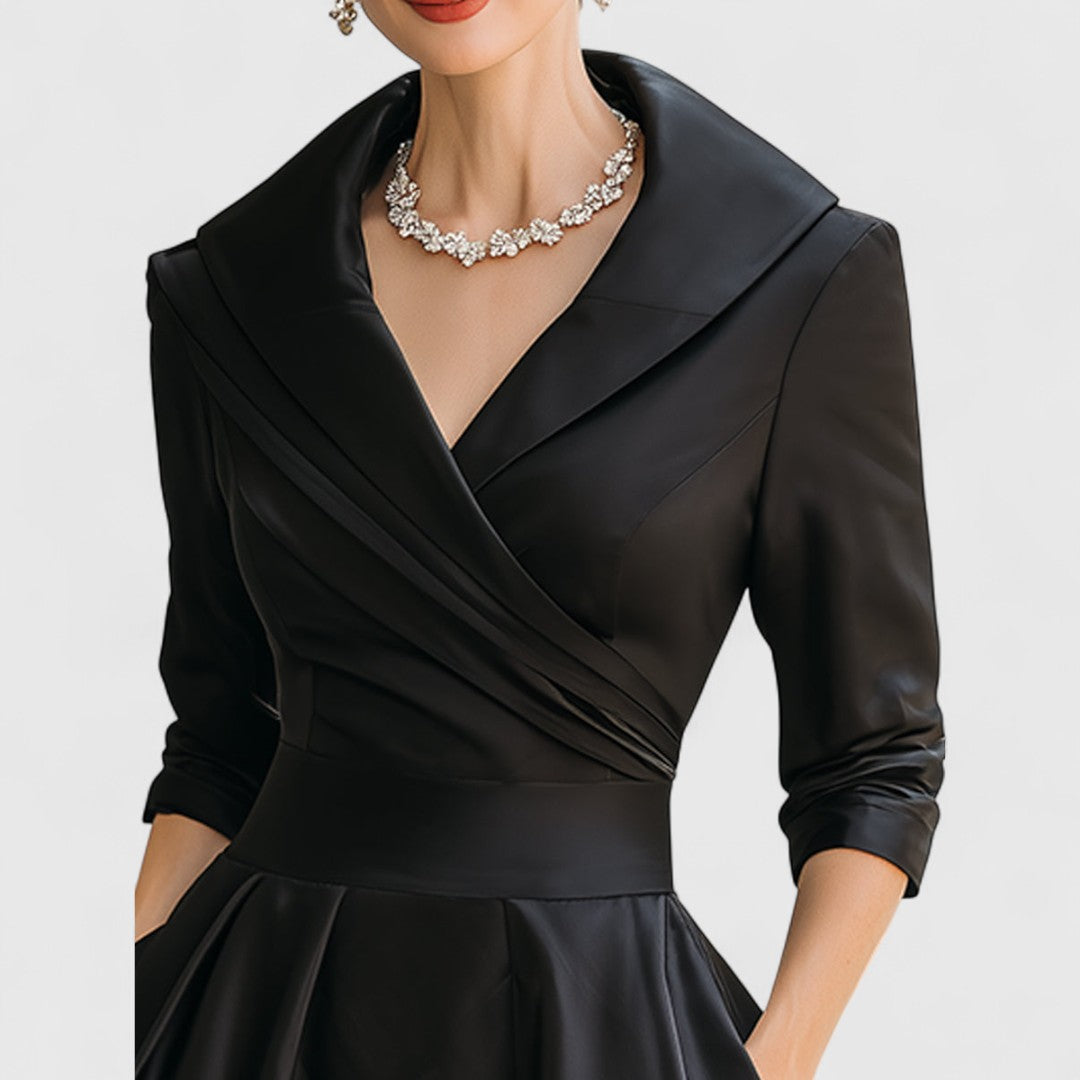 Sylwia | Women's midi wrap dress with collar