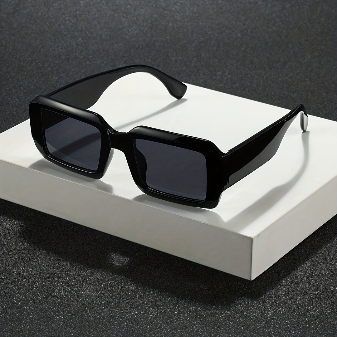 Men's Sunglasses Bold Rectangular Frame Thick Style Wide Temples | Dark Lenses