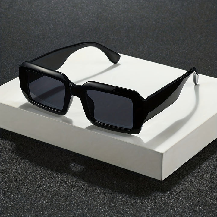 Men's Sunglasses Bold Rectangular Frame Thick Style Wide Temples | Dark Lenses