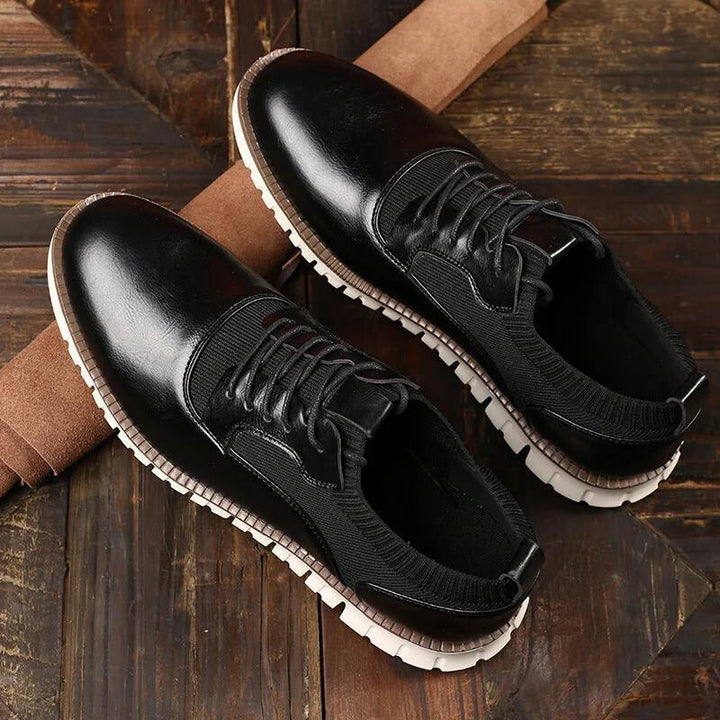Cedric | Męskie Sznurowane Sneakersy Low Top z Kontrastową Podeszwą
