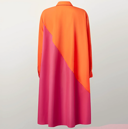 Damska sukienka koszulowa z długim rękawem i luźnym krojem | Celina