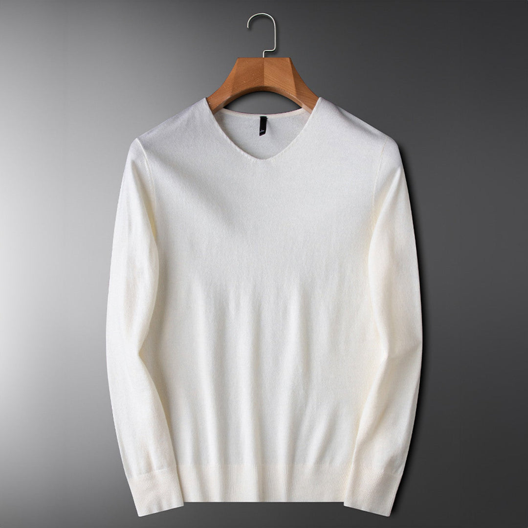 Men's Classic Long-Sleeve V-Neck Sweater | Minimalist Style
