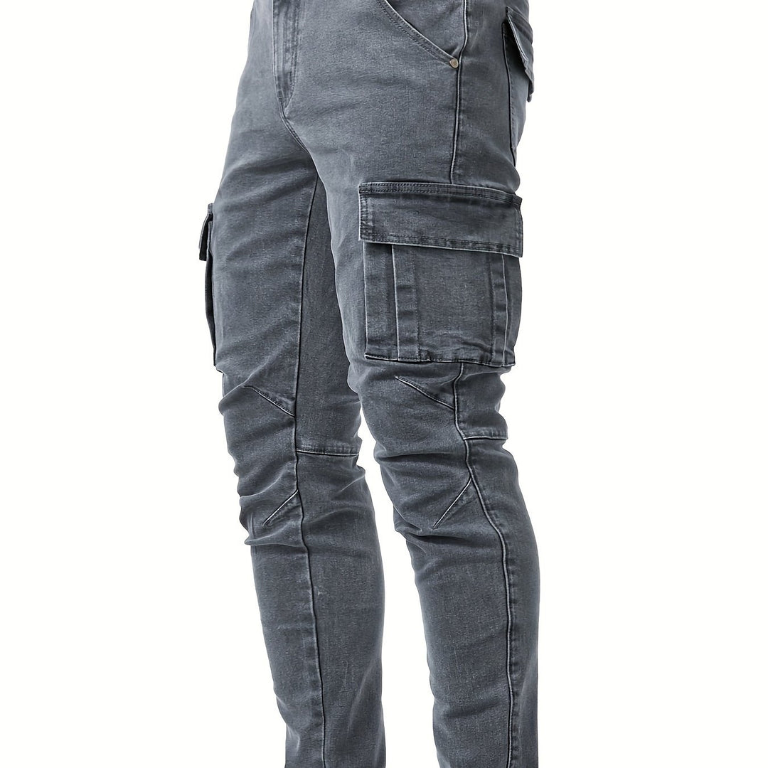 Męskie Jeansy Cargo | Jeansy Skinny Fit | Wielofunkcyjne Kieszenie | Styl Streetwear