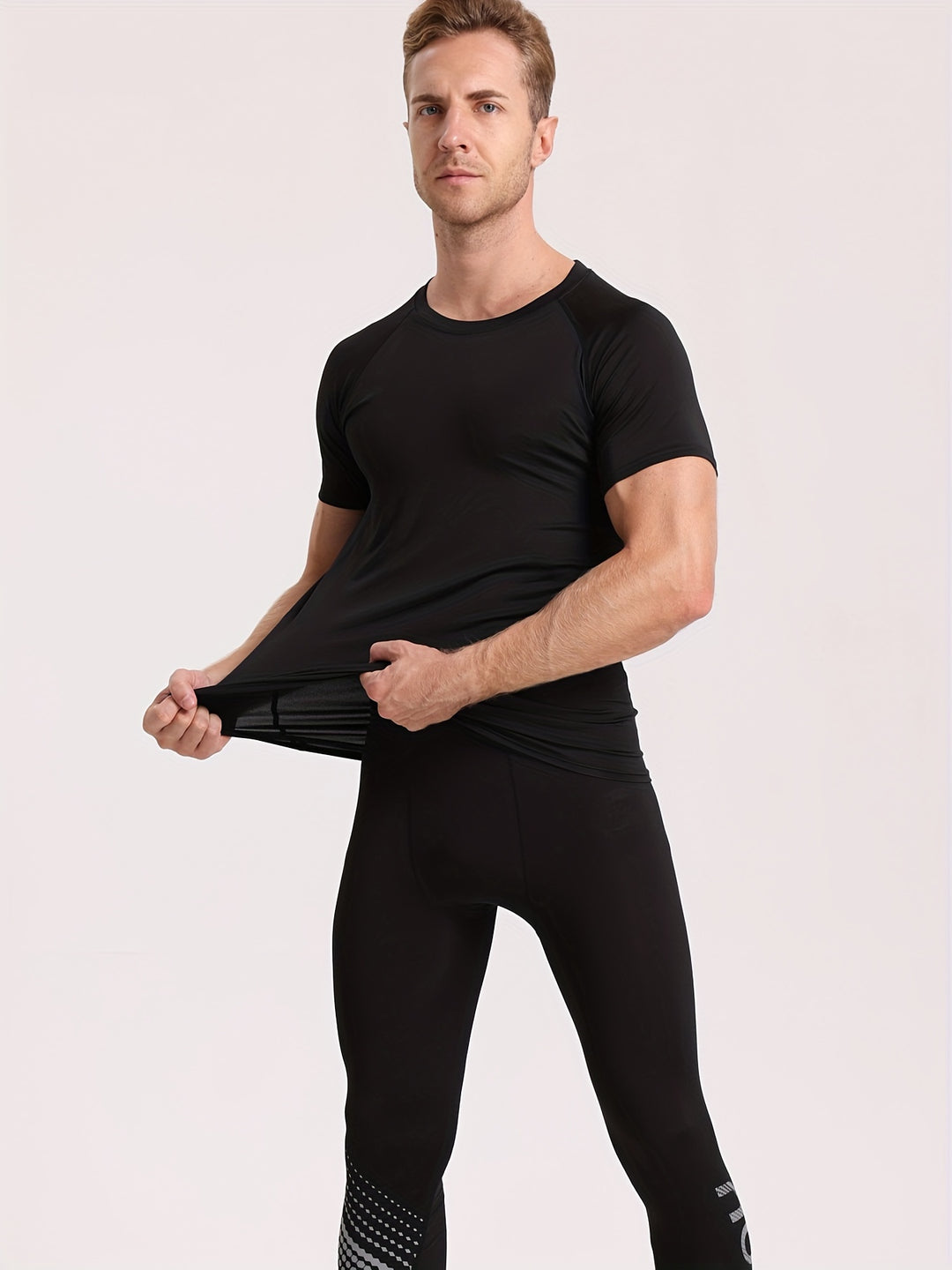 Męski T-Shirt Kompresyjny | Koszulka Skinny Fit z Krótkim Rękawem | Okrągły Dekolt | Sportowy Styl Treningowy