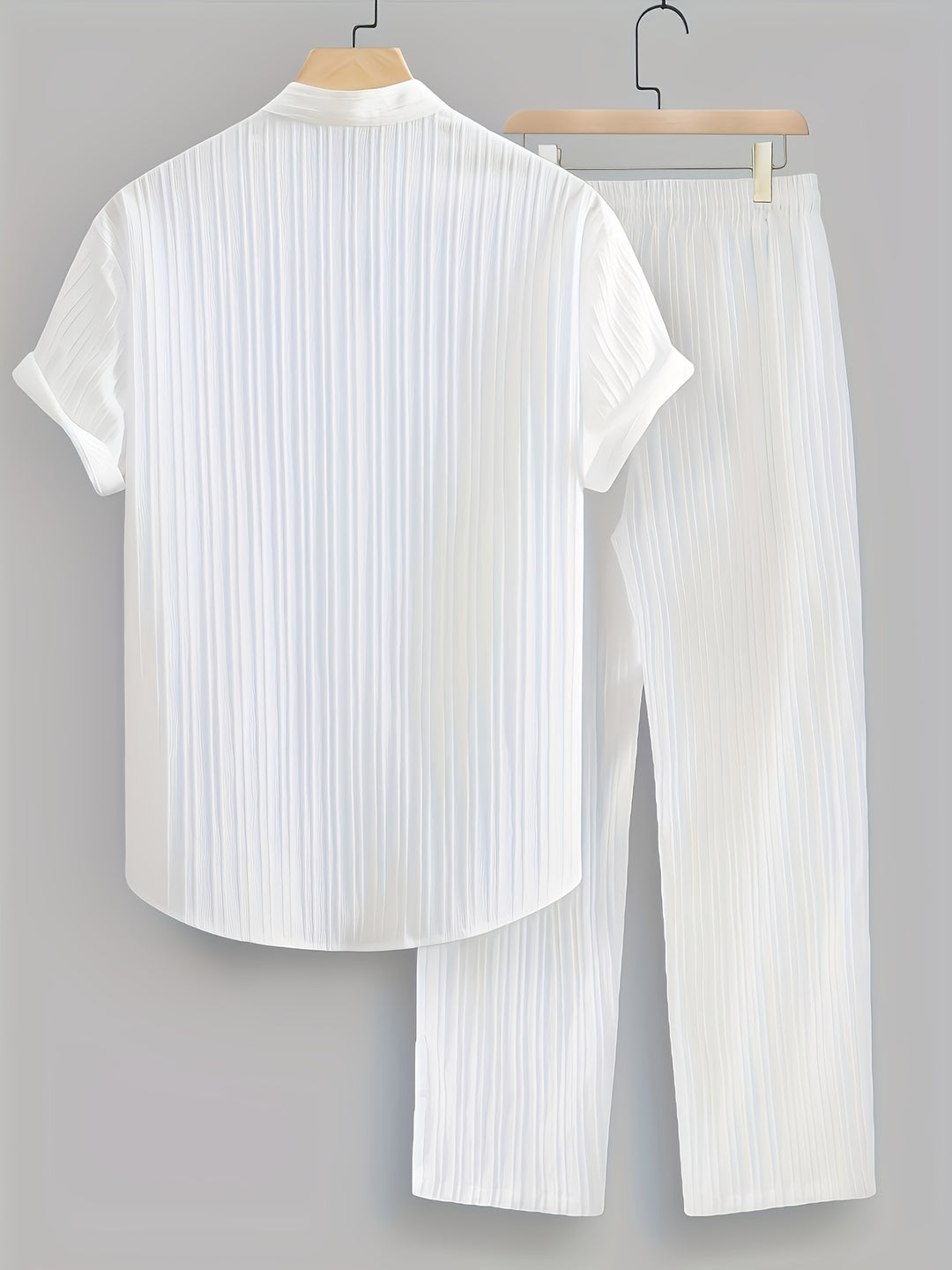 Men's Two-Piece Set | Shirt with Collar and Straight-Leg Pants | Fitted Outfit | Casual Everyday Style