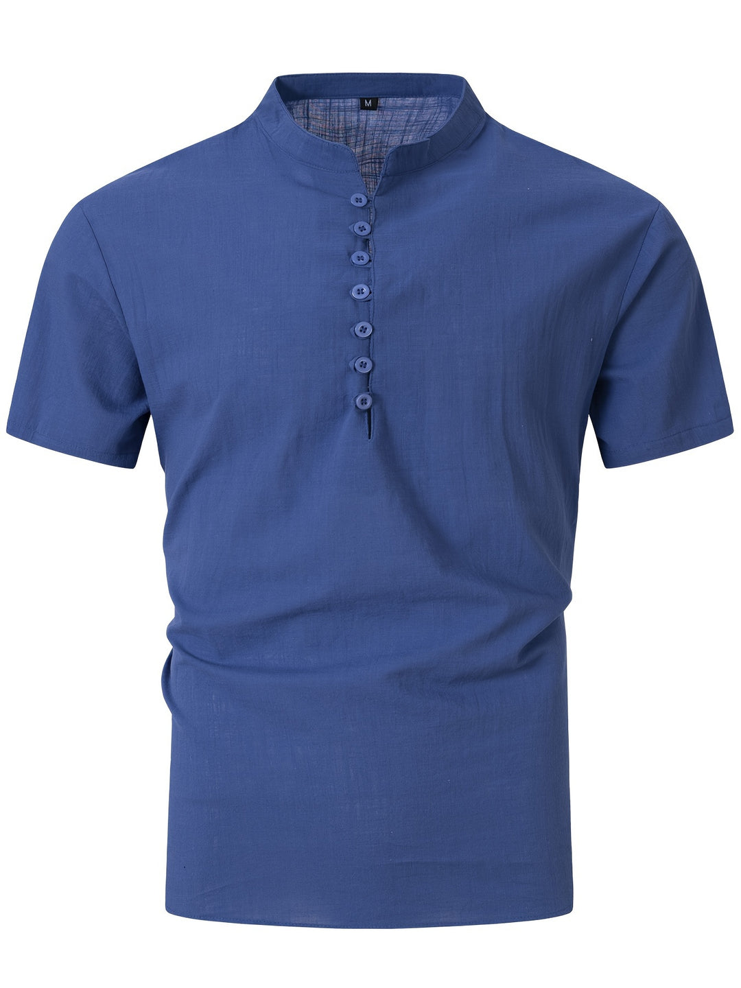 Męska Koszula Henley | Koszula Regular Fit z Krótkim Rękawem | Guziki i Stójka | Letni Styl Casual