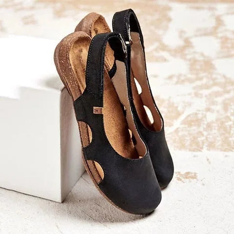 Women's Slingback Ballerinas with Round Toe | Buckle Strap