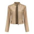 Wiktoria | Women's Cropped Jacket with Studs and Stand-Up Collar