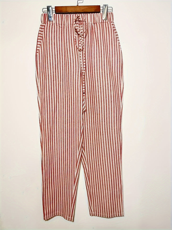 Women's Striped Jogger Pants with Cuffs at the Ankles | Casual Fit